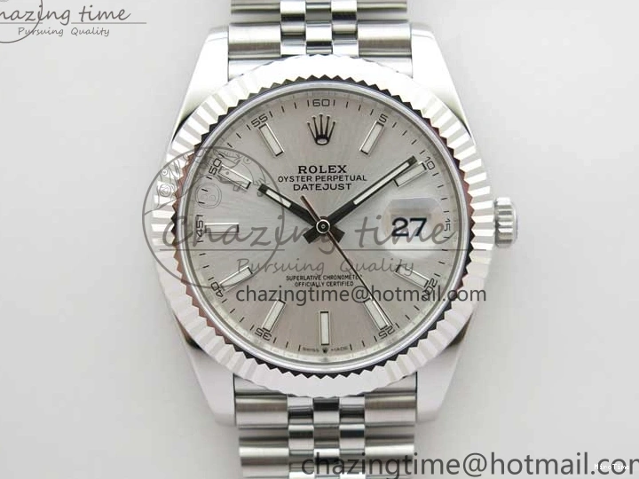 MiroTime 0101 SoftTouch DateJust 41 126334 ZF 1:1 Best Edition 904L Steel Silver Dial Stick Marker on Jubilee Bracelet A 2437